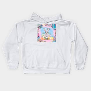 Easter Rabbit and Easter Eggs Kids Hoodie